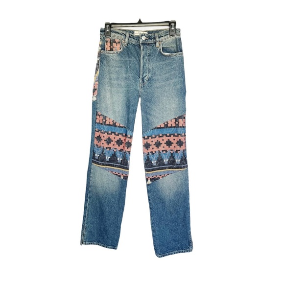 We The Free Straight Leg Jeans with Patterned Accents - Picture 2 of 6
